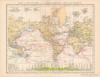 Világtérkép, világforgalom térkép 1881, német, eredeti, régi