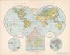 Világtérkép, Keleti és Nyugati félteke térkép 1881, német